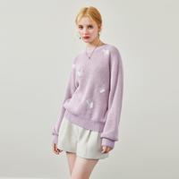 【冬季】简约大气圆领提花毛针织衫甜美减龄毛衣