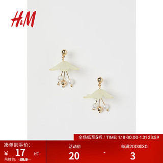 H&M 秋季饰品花朵造型耳环0995391 金色 尺码00