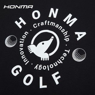 HONMA【活力系列】高尔夫服饰男士长袖T恤潮流休闲印花 黑色 XL