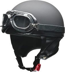 LEAD 雷特 摩托车头盔 半盔 CR-750 复古哑光黑色 57~60 厘米以下