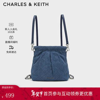 CHARLES&KEITH24春季迷你流浪包单肩斜挎包包女包双肩包女士CK2-60782390 Denim Blue深牛仔蓝色 S