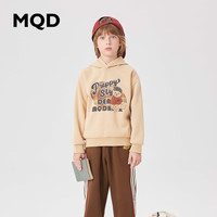 马骑顿 MQD童装男大童23冬学院风童趣印花加绒连帽卫衣 卡其 1
