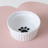 柒哦 猫碗陶瓷双碗水碗保护颈椎高脚斜口猫咪粮碗