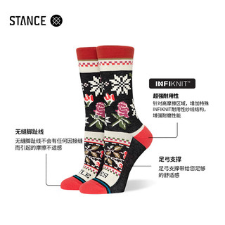 STANCE545中筒袜23年冬季图案印花休闲袜女生袜子保暖个性 黑红色图案W545D23MIS-BLK M  欧码38-42
