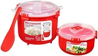 sistema Microwave电饭锅 2.6 升 圆形微波炉保鲜罐(915 毫升) | 不含 BPA | 红色