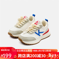 Kappa Kids背靠背卡帕儿童运动鞋男女童秋季舒适轻便低帮鞋冬季童鞋易穿脱 米宝蓝 32码