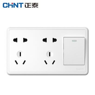 CHNT 正泰 NEW1 C41800A 86型白色明装开关插座 一开双控开关 十孔插座