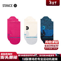 STANCE专业跑步袜248运动踝袜春季女袜三双装纯色加厚不掉跟 玫红奶白青灰三双装 S  欧码35-37