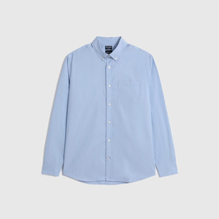 Gap男装秋季商务凉感透气长袖衬衫802535轻薄休闲衬衣 蓝色 180/96A(M)