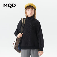 MQD童装男童廓形卫衣23年冬装儿童户外保暖肌理高弹上衣 黑色 110