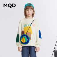 马骑顿 MQD童装男童多色拼贴圆领卫衣23冬多彩撞色韩版上衣 米白 150cm