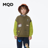 MQD 马骑顿 童装设计师男大童趣味绣花圆领卫衣上衣 树根色 130