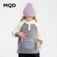 MQD2023冬童装女童奥粒绒卫衣儿童加绒加厚保暖圆领上衣 浅灰 110cm