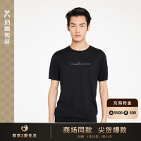 劲霸男装（K-Boxing）简约休闲时尚圆领字母短袖T恤|FTTR1709 黑色 160/XS