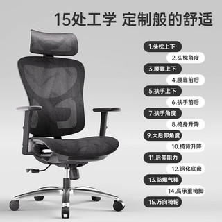 有谱HX电脑椅人体工学椅护腰办公椅舒服久坐学习书桌椅子 黑框黑网+龙纹特网