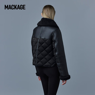 MACKAGE 女士 TULIP羊皮菱形绗缝夹克外套 黑色 S