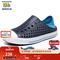 斯凯奇Skechers斯凯奇童鞋 夏季透气一脚套网速休闲凉鞋洞洞鞋91995L 海军蓝色/蓝色/NVBL 37