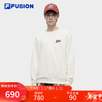 FILA FUSION斐乐潮牌男子套头卫衣2024春季宽松针织上衣 云白色-WT 180/100A/XL