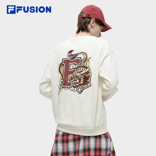 FILA FUSION斐乐潮牌男子套头卫衣2024春季宽松针织上衣 云白色-WT 180/100A/XL