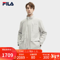 FILA 斐乐男士棉服两件套2024春季时尚休闲立领风衣外套 雾纱灰-GY 165/88A/S