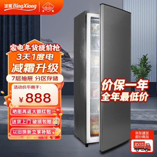BingXiong 冰熊 立式冰柜家用小型冷冻速冻冰箱 158L暗夜灰