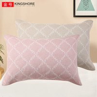 金号枕巾 简约格子纯棉加厚吸汗大枕巾 寝室家用透气枕巾 78*52cm 【网格】红+棕