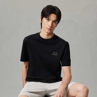 杰克·琼斯（JACK&JONES）2024春夏短袖时尚简约休闲宽松字母纯棉短袖T恤男224101137 E40 黑色 165/88A/XS