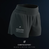 COMPRESSPORT限量 暗黑版 Black 2023 Performance 无衬 短裤 女 Overshort 黑/白 XS