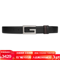 古驰（GUCCI）sale 男士黑色/棕色皮革可逆皮带35毫米 黑色系 100