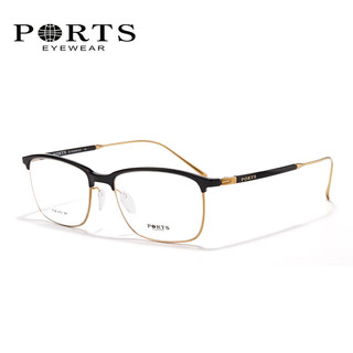 PORTS 宝姿 眼镜框眉线框商务休闲男士眼镜架可配近视镜片POM14901-BE BE（黑色+深蓝色）