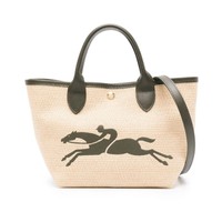 LONGCHAMP 珑骧 LE PANIER PLIAGE 女士绿色编织手提包斜挎包