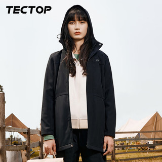 TECTOP 探拓 软壳衣女户外保暖风衣显瘦透气女士休闲外套 女款黑色 S