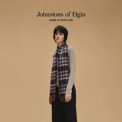 Johnstons of Elgin 经典格纹双面羊绒围巾男士礼盒