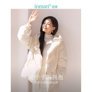 茵曼（INMAN）鹅绒零重力九江羽绒服2023冬女装中长外套 米杏色 XL