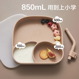 88VIP：LOCK&LOCK 宝宝餐盘婴儿吸盘式硅胶分格盘儿童吃饭专用碗婴儿辅食盘