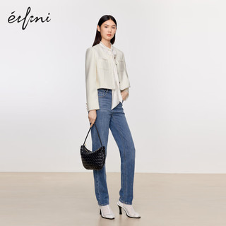 伊芙丽（eifini）伊芙丽显瘦浅色直筒牛仔裤女2023冬装1EA151961 牛仔蓝 160/64A/M