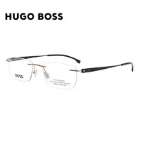 HUGO BOSS光学眼镜框精致商务无框可配镜片度数近视眼镜架1423 2M2 53mm 浅金色镜框黑色镜腿-2M2