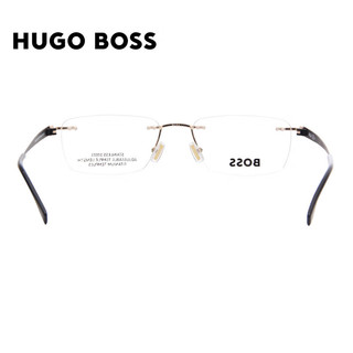 HUGO BOSS光学眼镜框精致商务无框可配镜片度数近视眼镜架1423 2M2 53mm 浅金色镜框黑色镜腿-2M2
