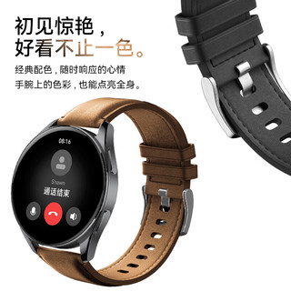 CangHua 适用小米Watch S3/S1/S2表带 xiaomi watchS1Pro/color2/运动版磁头层小牛皮真皮替换腕带