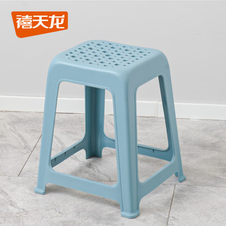 禧天龙塑料高凳家用加厚创意方凳浴室防滑收纳凳可叠放凳子 石青【承重120KG】 一个装