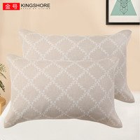 金号枕巾 简约格子纯棉加厚吸汗大枕巾 寝室家用透气枕巾 78*52cm 【网格】棕×2