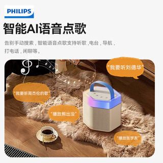 PHILIPS 飞利浦 TAS2519家庭k歌音响麦克风一体家用ktv套装话筒卡拉ok一体机唱歌户外蓝牙音箱 TAS2519双麦