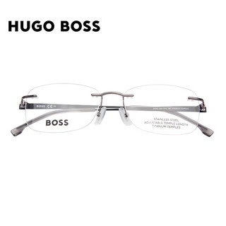 HUGO BOSS光学眼镜框精致商务无框可配镜片度数近视眼镜架1424 PTA  56mm