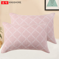 金号枕巾 简约格子纯棉加厚吸汗大枕巾 寝室家用透气枕巾 78*52cm 【网格】红×2