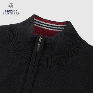 布克兄弟（BrooksBrothers）男士秋新绵羊毛纯色立领拉链针织开衫 0004-黑色 XS