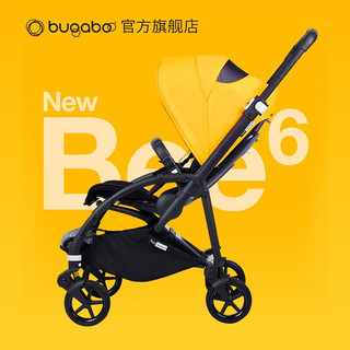 博格步【】荷兰Bugaboo Bee6博格步多功能轻便城市型折叠婴儿推车 银架柠檬黄 麻灰座