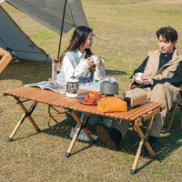 原始人 户外便携折叠实木桌野餐露营装备野营游玩