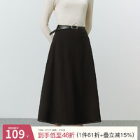 范思蓝恩 22FS4232气质高腰A字伞裙，女，冬季新款显瘦倒褶半身裙 黑色 XS
