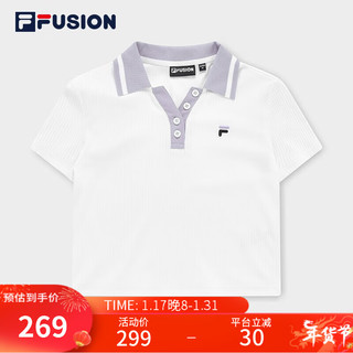 斐乐（FILA） FUSION潮牌女子短袖POLO衫秋修身简约运动休闲上衣 标准白-WT 165/84A/M