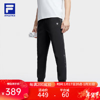 FILA 斐乐男装针织长裤基础简约收口卫裤/运动裤 深黑-BK 180/88A/XL